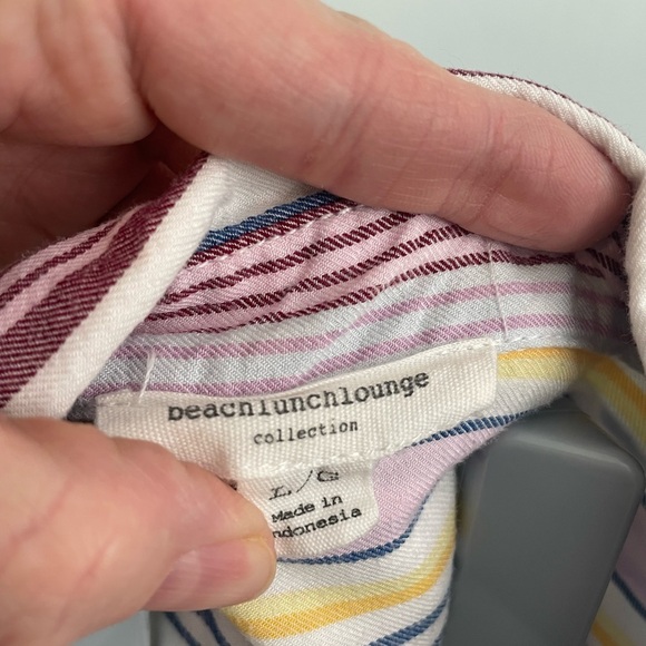 BeachLunchLounge Womens Alex Shirt Long Sleeve Button Up Multicolor Stripe Large - Picture 6 of 8